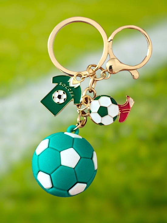 Accessories - Green Soccer Ball Bag Charm / Keychain with Charms